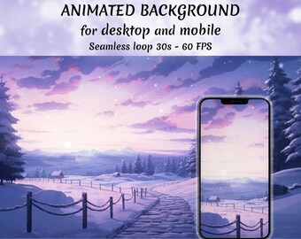 4K geanimeerde achtergrond voor streamers, Twitch Overlay, Vtuber achtergrond, geanimeerd behang, Stream Overlay, Kerstmis, winter, bos