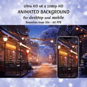 4K Animated Desktop Background for Streamers, Twitch Overlay, Vtuber Background, Animated Wallpaper, Stream Overlay, Christmas, winter, snow