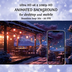 4K Animated Desktop Background for Streamers, Twitch Overlay, Vtuber Background, Animated Wallpaper, Stream Overlay, Christmas, winter, cafe