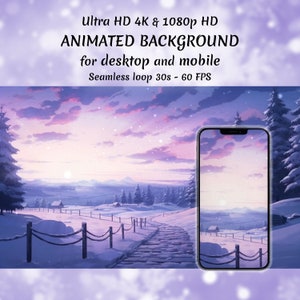 Animowane tło 4K dla streamerów, nakładka Twitch, tło Vtuber, animowana tapeta, nakładka strumieniowa, Boże Narodzenie, zima, las