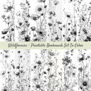 Printable Bookmark Coloring Set, Digital Bookmarks To Color, For Kids And Adults, Book Lover Gift, Reading Accessories, Library Lovers Month