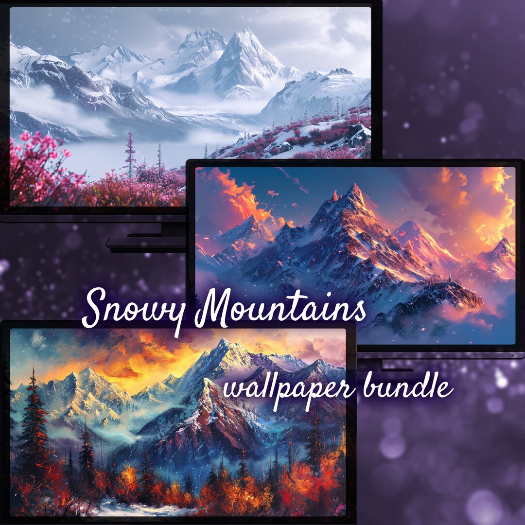 Mountains Winter Background, Aesthetic Desktop Background, Winter