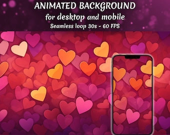 4K geanimeerde achtergrond voor streamers, Twitch-overlay, Vtuber-achtergrond, geanimeerd behang, stream-overlay, schattige Valentijnsdag liefde romantisch