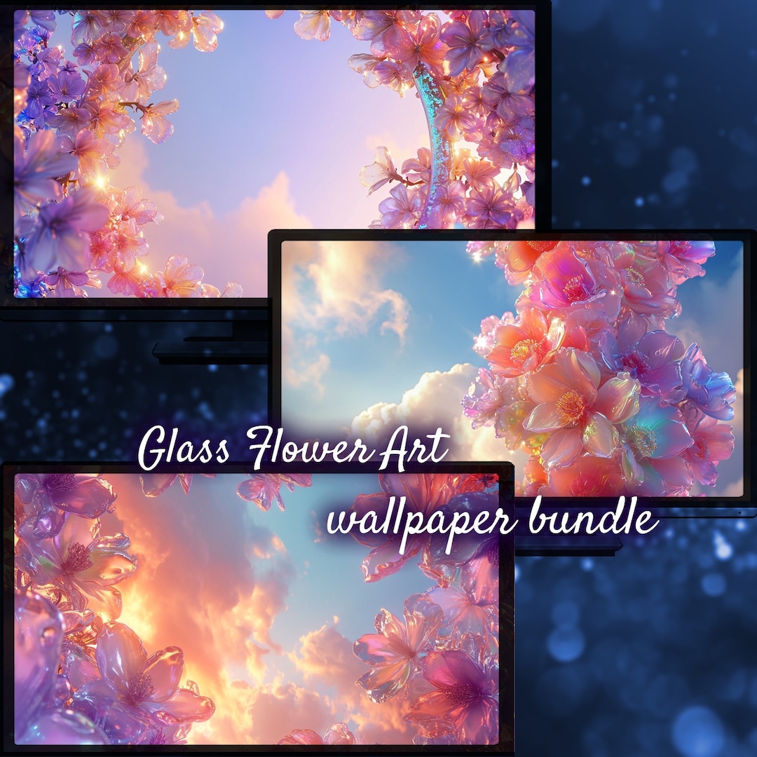 Crystal Flowers Background, Fairy Whimsical Desktop Background, Floral ...