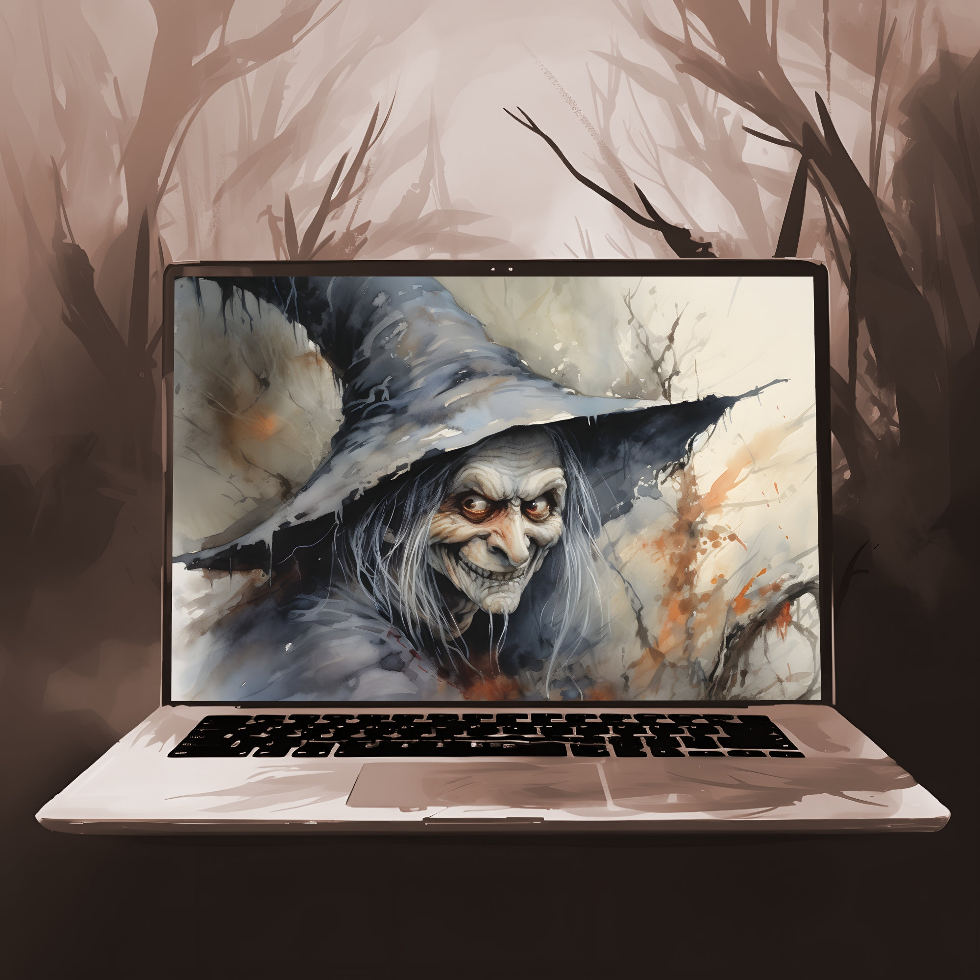 Terrifying Witch Desktop Wallpapers, Bundle of 9 Magical Spooky Horror ...