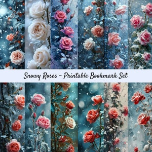 Printable Bookmark Set, Digital Bookmarks, Instant Download, Floral Book Lover Gift, Reading Accessories, Christmas Winter Gift For Her