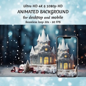 4K Animated Background for Streamers, Twitch Overlay, Vtuber Background, Animated Wallpaper, Stream Overlay, Christmas Cake, Winter, Snow