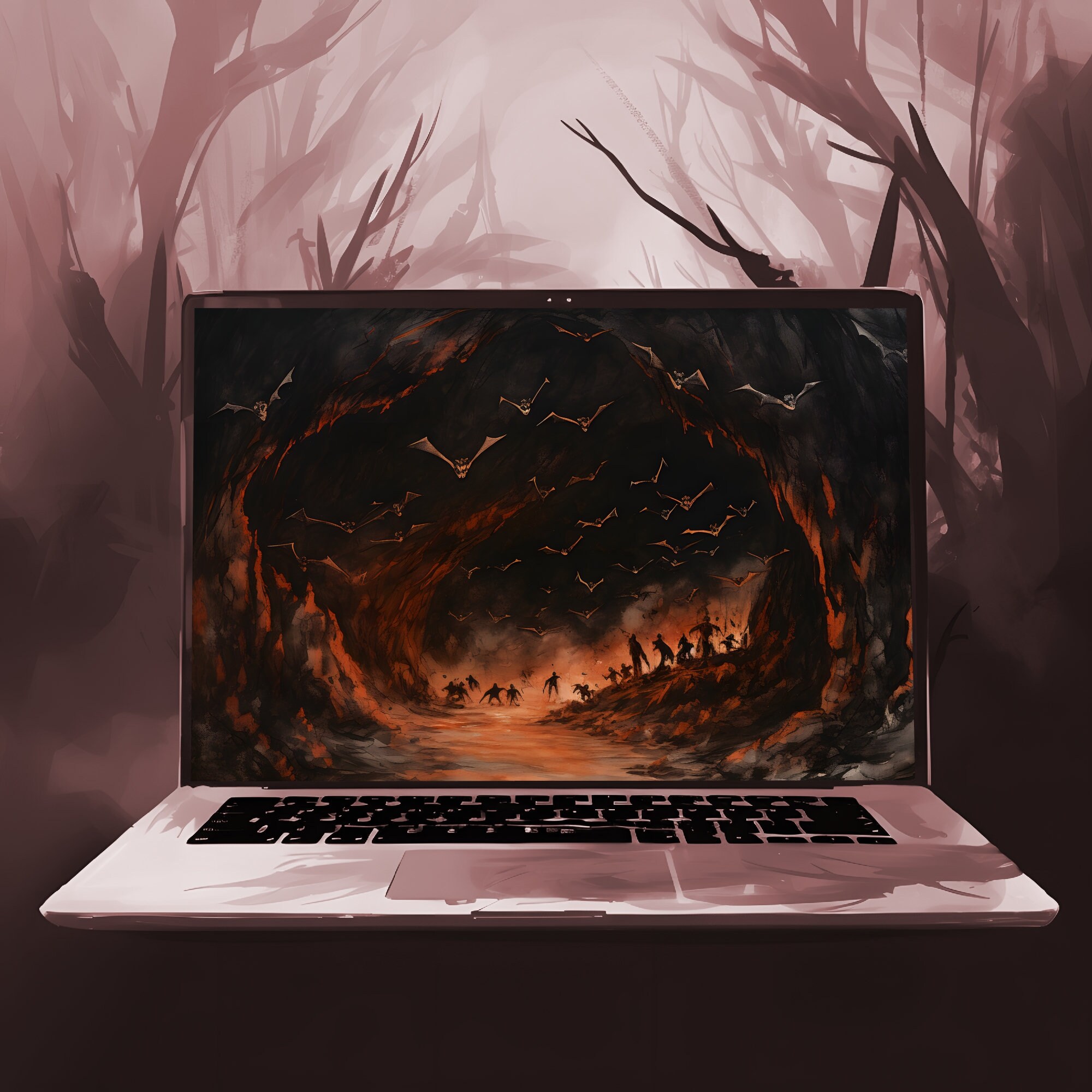 Cave Horrors Desktop Wallpapers, Bundle of 9 Creepy Bat Scary Nightmare ...