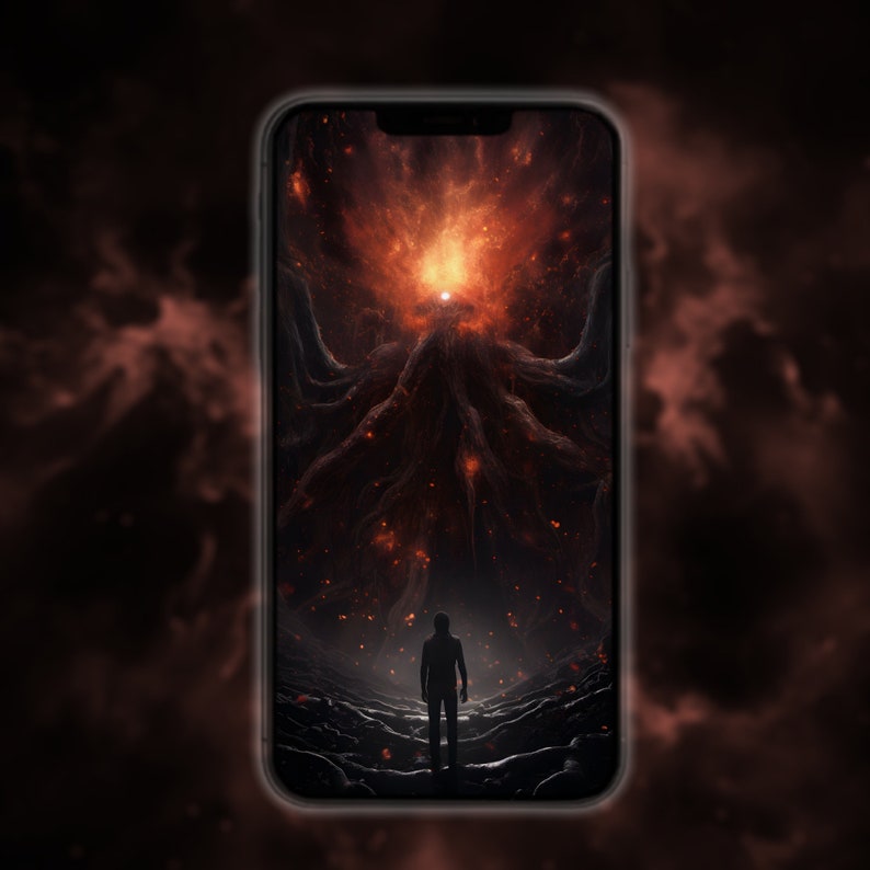 Cosmic Horror Phone Wallpapers, Bundle of 9 Scary Dark Halloween Cosmic
