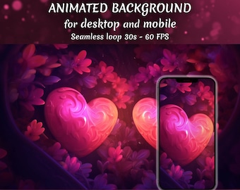 4K geanimeerde achtergrond voor streamers, Twitch-overlay, Vtuber-achtergrond, geanimeerd behang, stream-overlay, schattige Valentijnsdag liefde romantisch