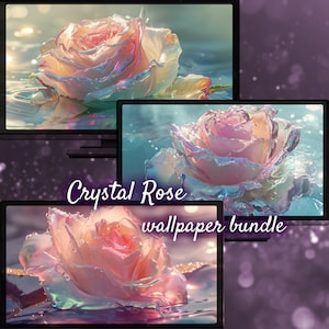 Crystal Rose Desktop Background, Beautiful Flowers Wallpaper, Spring Pastel Wallpaper for Desktop, Colorful Aesthetic Desktop Backgrounds