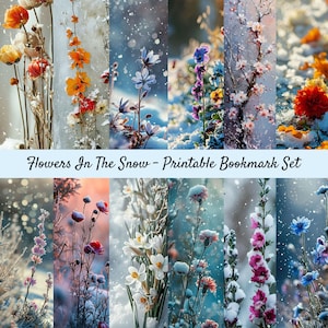 Printable Bookmark Set, Digital Bookmarks, Instant Download, Floral Book Lover Gift, Reading Accessories, Christmas Winter Gift For Her