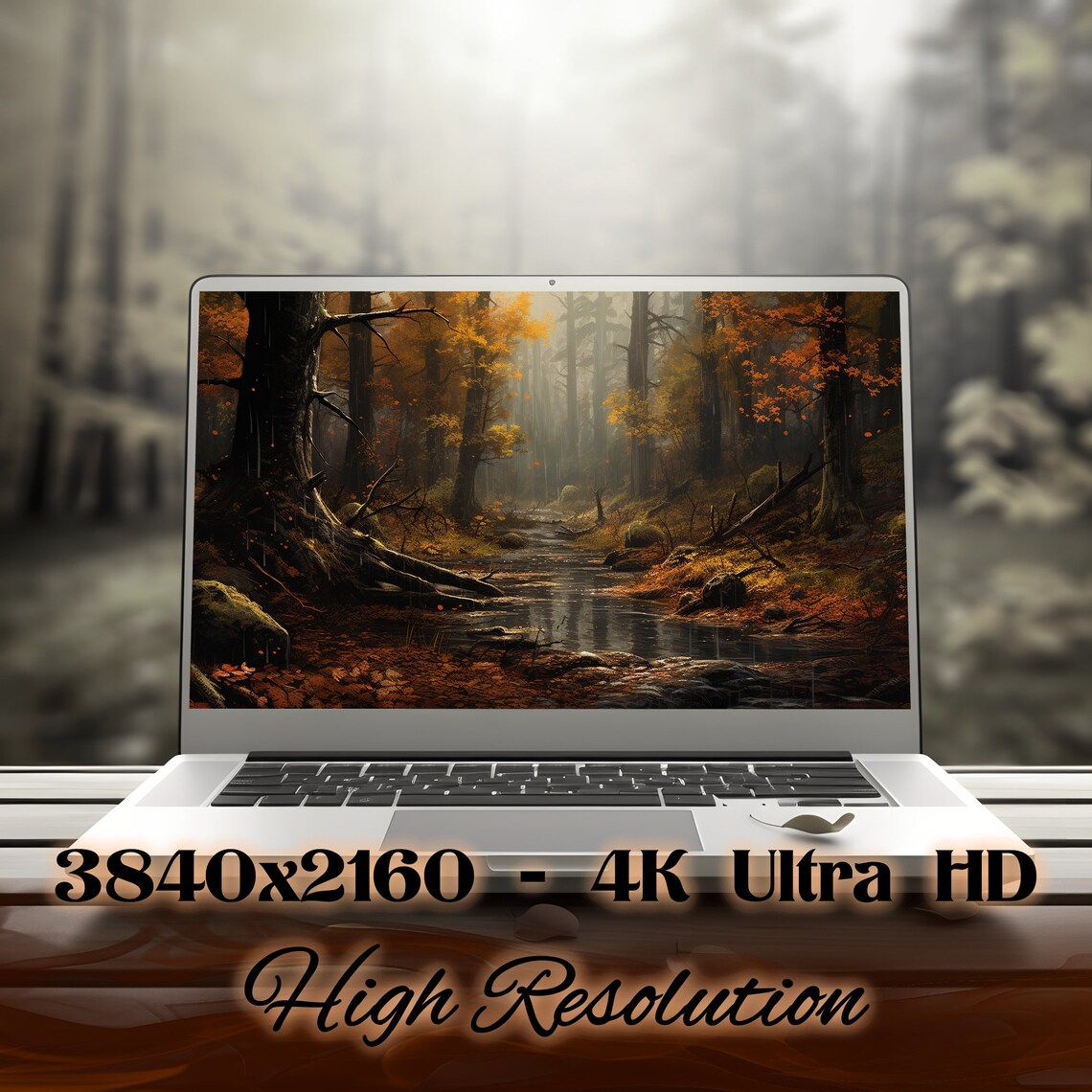 Rainy Autumn Desktop Wallpapers, Bundle of 9 Misty Forest and River ...
