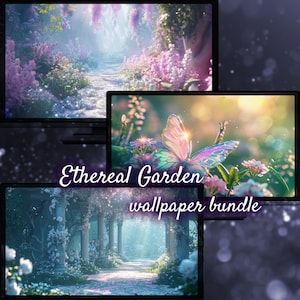 Verzauberter Garten Desktop Hintergrund, Frühling Wallpaper Blumen, Sommer Wallpaper für den Desktop, Magischer Wald Ästhetischer Desktop Hintergrund