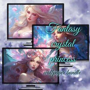 Fantasy crystal princess desktop wallpapers, Bundle of 9 inspiring beautiful fairy girl computer backgrounds, in 4K 3840x2160 UHD resolution