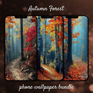 Autumn Forest Phone Background, Fall Lock Screen Wallpaper, Forest Home Screen Background, Nature iPhone Wallpaper Android