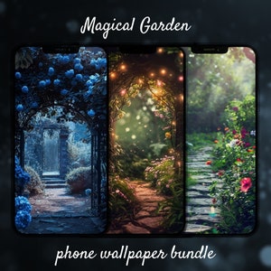 Sfondo estetico per smartphone con giardino magico primaverile, sfondo per telefono con natura fantasy, schermata iniziale con blocco forestale, migliore iPhone Android HD 4K