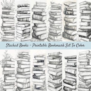 Printable Bookmark Coloring Set, Digital Bookmarks To Color, For Kids And Adults, Book Lover Gift, Reading Accessories, Library Lovers Month