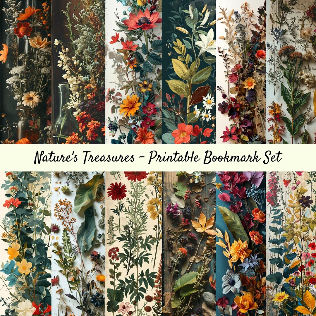 Printable Bookmark Set, Digital Bookmarks, Instant Download, Vintage ...