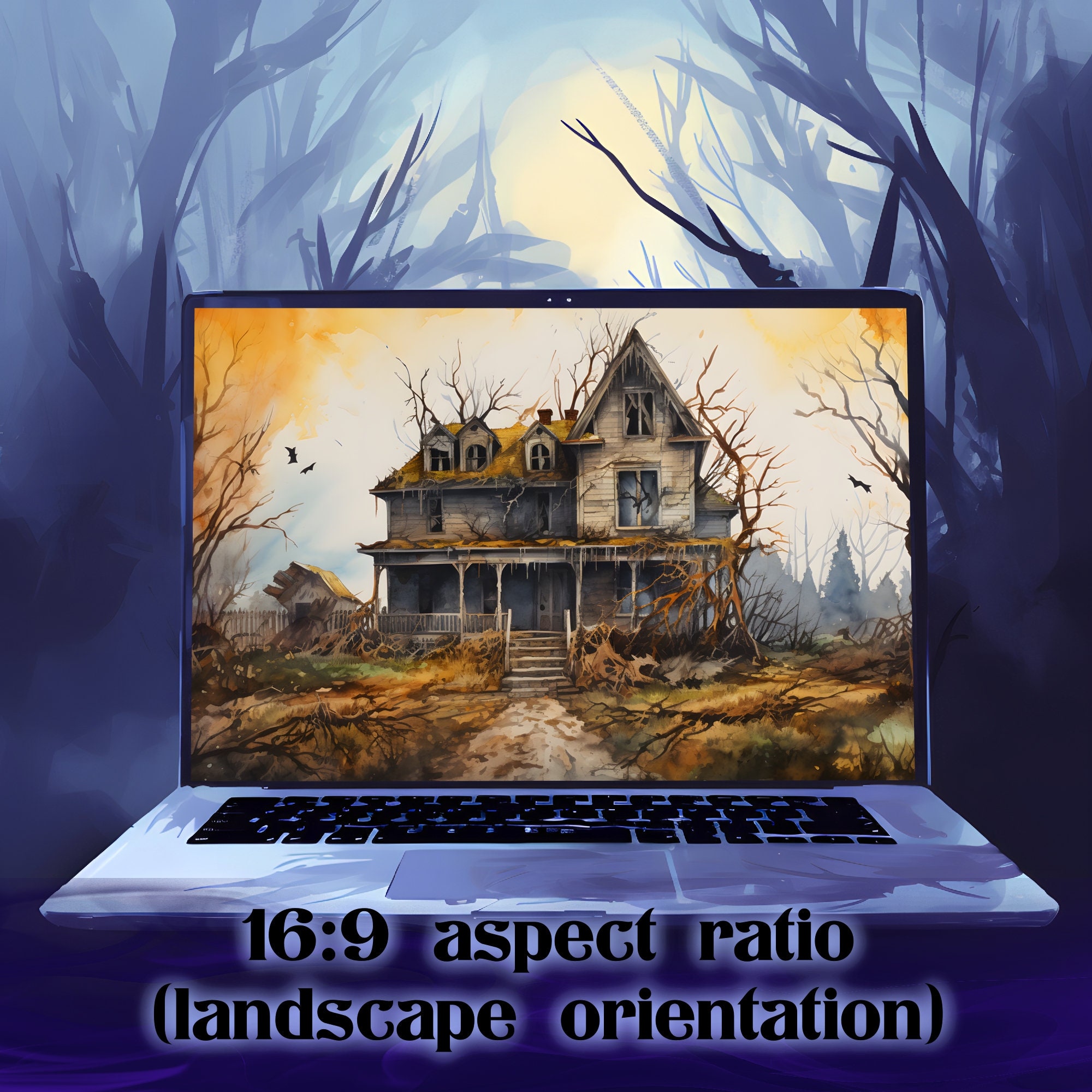 Haunted House Desktop Wallpapers, Bundle of 7 Creepy Mansion Scary ...