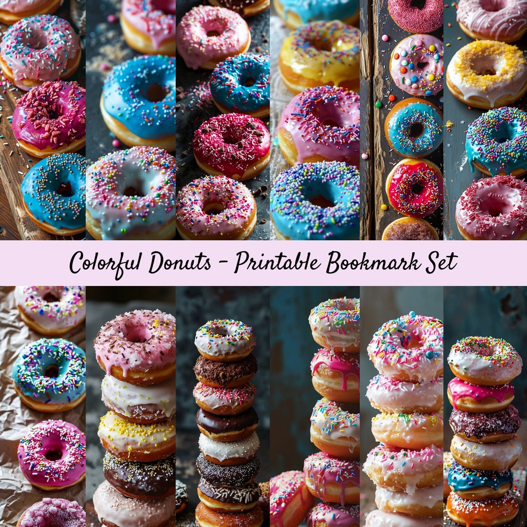 Printable Bookmark Set, Digital Bookmarks, Instant Download, Sweet Food ...