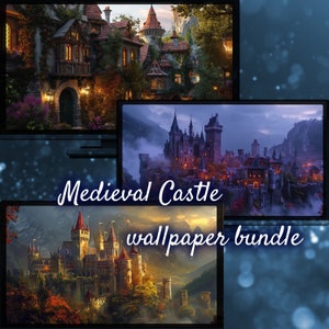 Medieval Fantasy Background, Beautiful Castle Landscape Background, Fairytale Fantasy Wallpaper for Desktop, Aesthetic Desktop Wallpapers