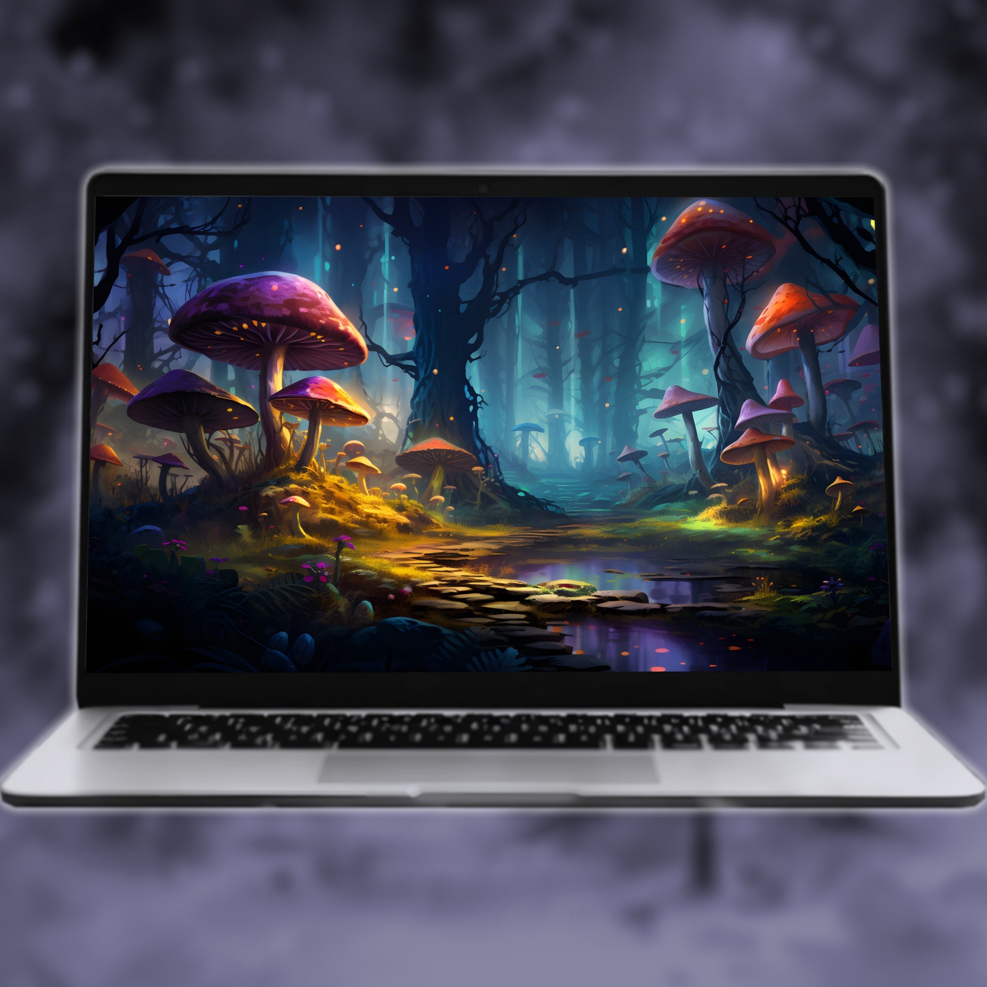 Enchanted Mushroom Forest Desktop Wallpapers, Bundle of 8 Colorful ...