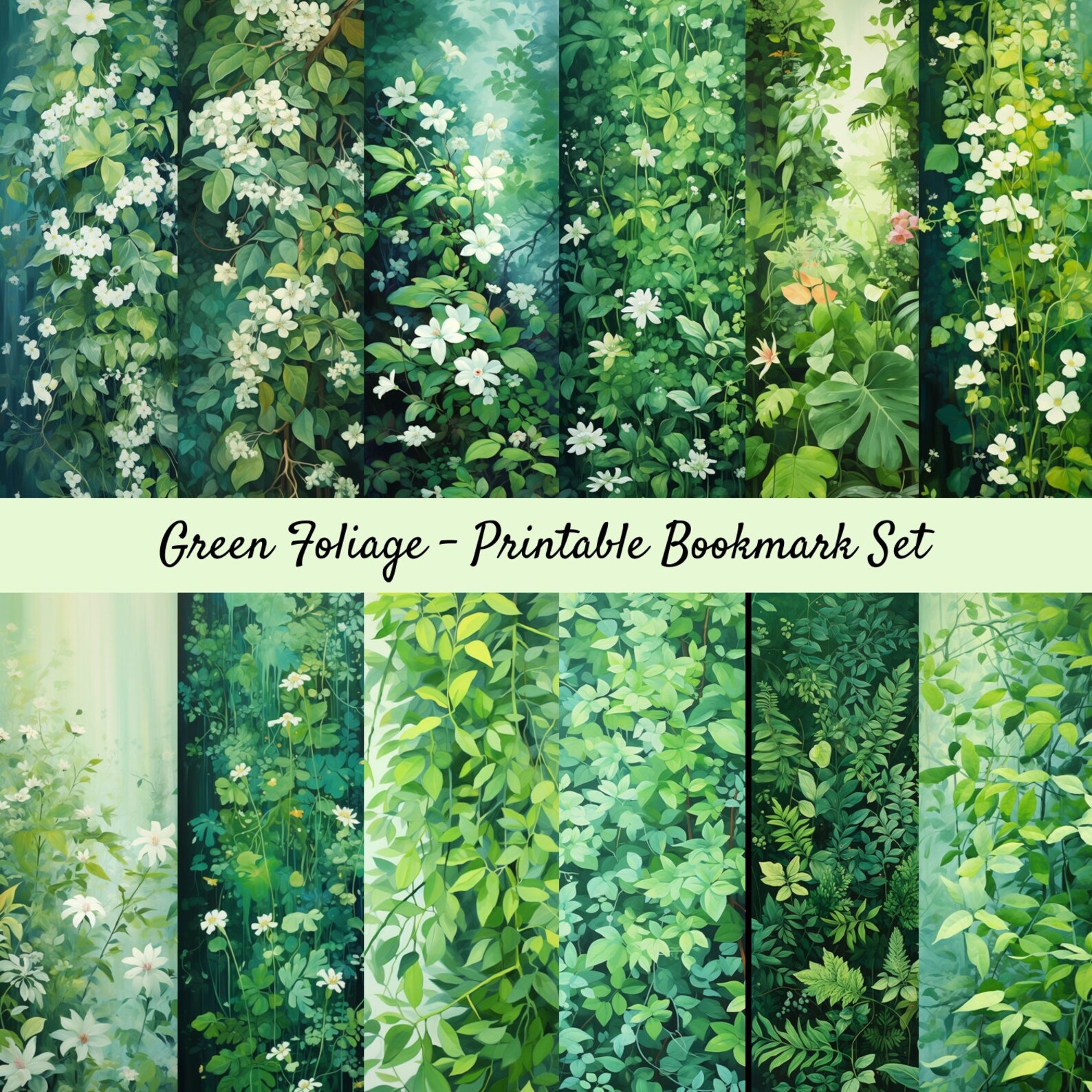 Printable Bookmark Set, Digital Bookmarks, Instant Download, Foliage ...