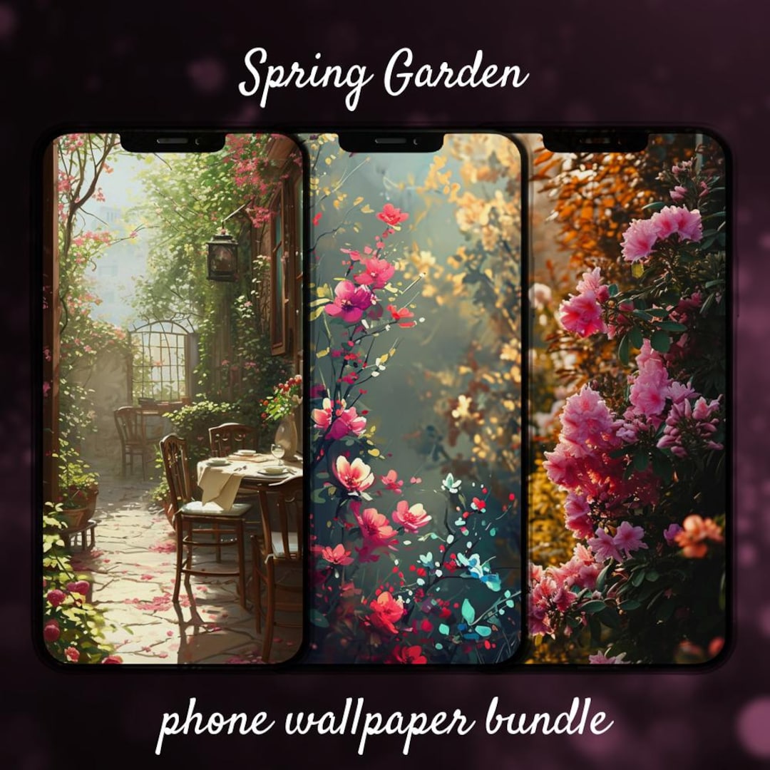 Spring Garden Landscapes Flower Phone Wallpapers, Digital Download