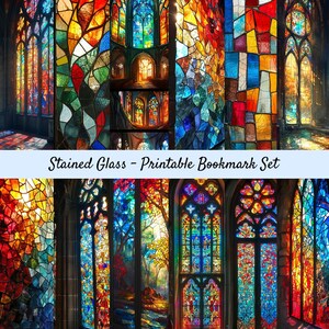 Printable Bookmark Set, Digital Bookmarks, Instant Download, Book Lover Gift, Reading Accessories, Colorful Glass, Cute Gift For Her Or Him