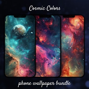 Cosmic Colors Galaxy Aesthetic Smartphone Background, Space Universe Phone Wallpaper, Stars Sky Lock Home Screen Best iPhone Android HD 4K
