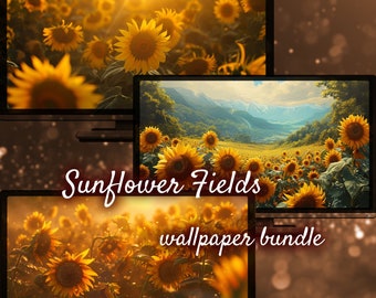 Summer Desktop Background, Beautiful Sunflowers Wallpaper, Nature Summer Wallpaper for Desktop, Aesthetic Desktop Backgrounds, Colorful Cozy