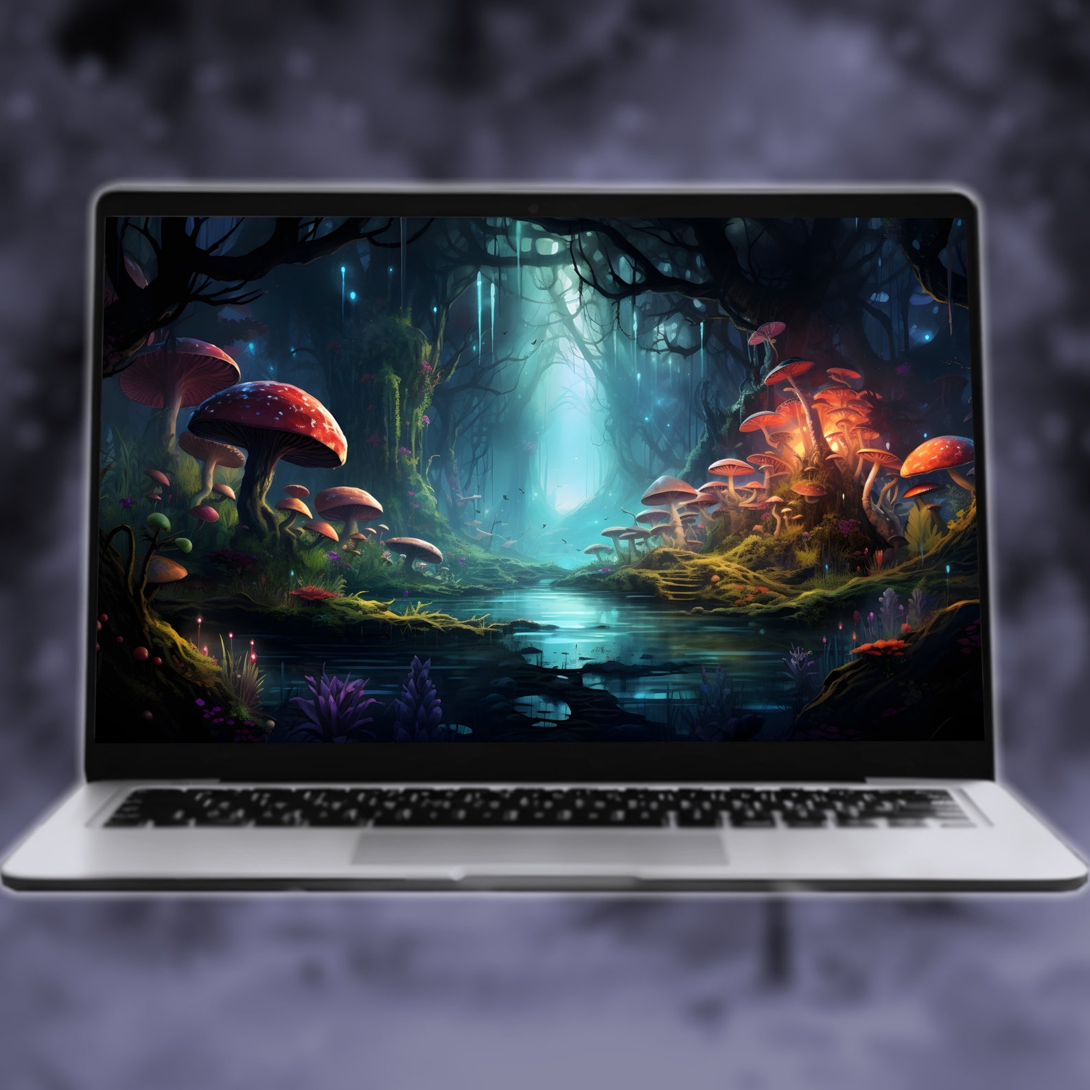 Enchanted Mushroom Forest Desktop Wallpapers, Bundle of 8 Colorful ...