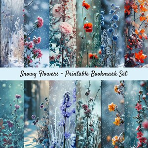 Printable Bookmark Set, Digital Bookmarks, Instant Download, Floral Book Lover Gift, Reading Accessories, Christmas Winter Gift For Her