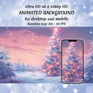 4K Animated Background for Streamers, Twitch Overlay, Vtuber Background, Animated Wallpaper, Stream Overlay, Christmas Tree, Winter, Forest