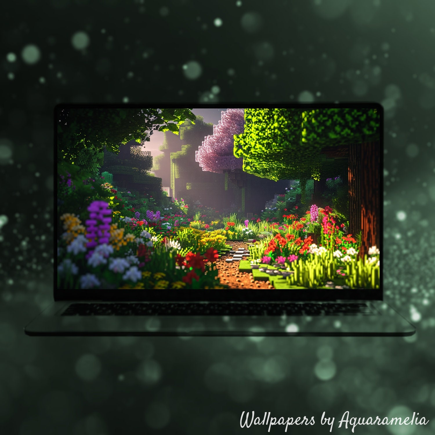 Pixel Spring Backround 3D Pixel Background, Spring Flower Valley Gaming Desktop Wallpaper for ...