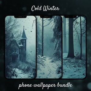 Winter Landscape Phone Background, Gloomy Nature Winter Lock Screen Wallpaper, Snowy Home Screen Background, Snow iPhone Wallpaper Android