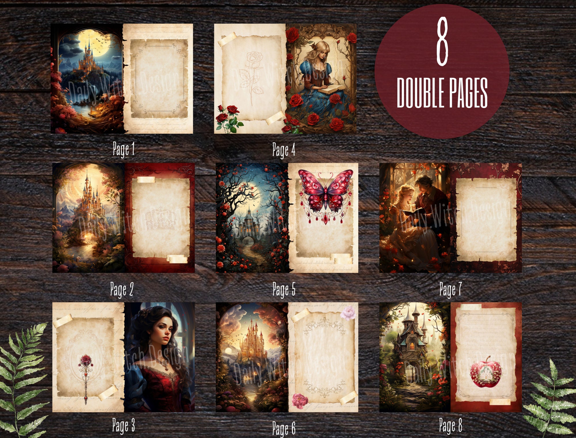 Red Fairy Tale Junk Journal Kit, Digital Download, Printable Pages ...
