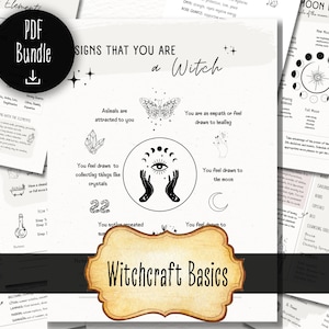 Witchcraft Basic PDF Bundle, Grimoire Pages, Magic Starter Kit, BOS Pages, Witch Printables, Book of Shadows Printables, Witchcraft Download