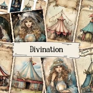 Divination Junk Journal Pages, Papier artisanal, Collage imprimable, Papier scrapbook numérique, Magique, Fortune Teller Journal Kit, Éphémères
