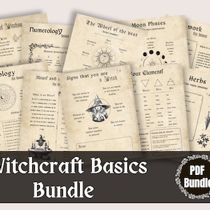 Witchcraft Basic Bundle Grimoire Pages, Magic Starter Kit, Grimoire Pages, Witch Printables, Book of Shadows Printables, Wicca PDF