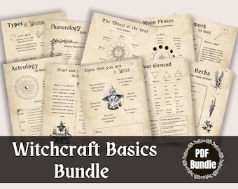 Witchcraft Basic Bundle Grimoire Pages, Magic Starter Kit, Grimoire Pages, Witch Printables, Book of Shadows Printables, Wicca PDF