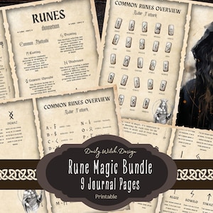 Runen Magie Junk Journal Seiten, Elder Futhark, druckbare Grimoire Seiten, keltisch, Wicca, Pagan, Scrapbook Papier, Sofort Download