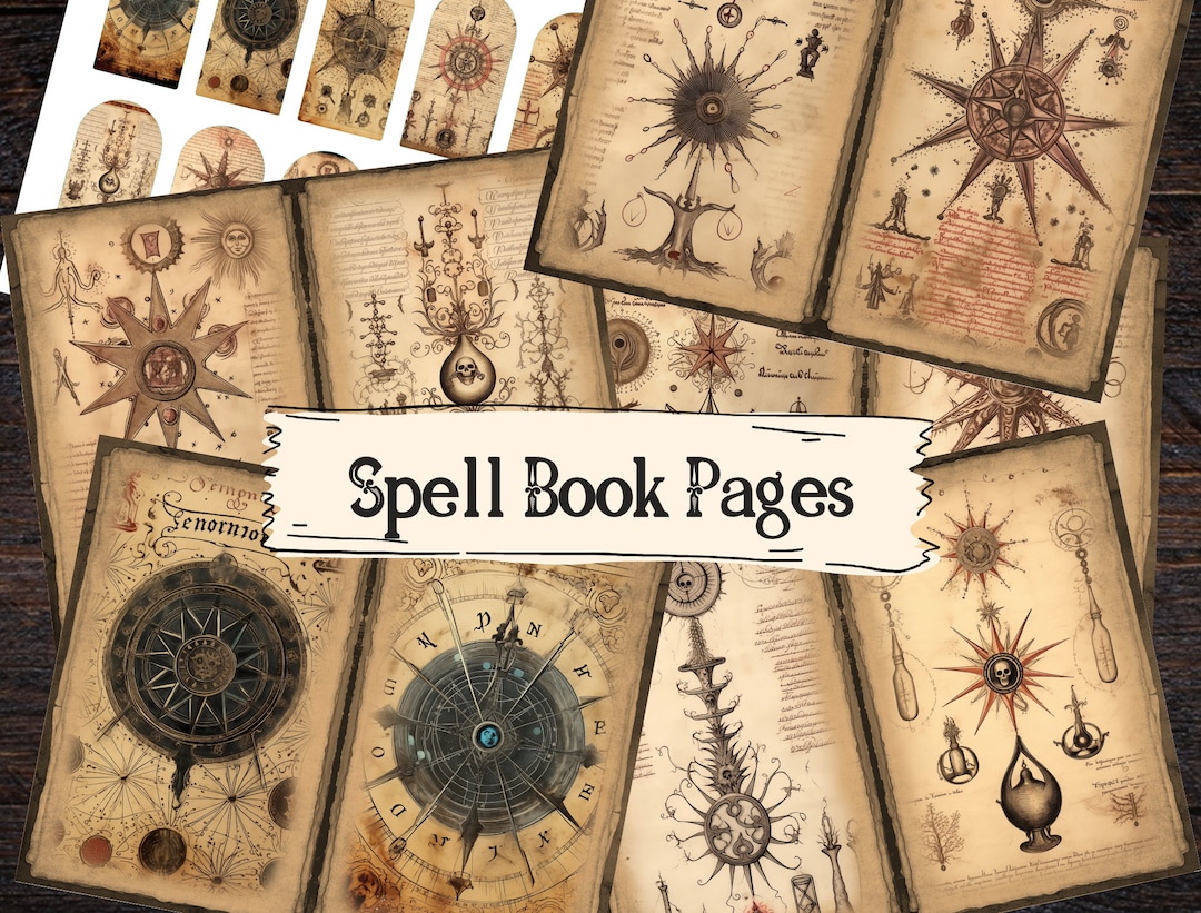 Spellbook Junk Journal Pages, Vintage Ephemera, Witchy Collage Sheet ...