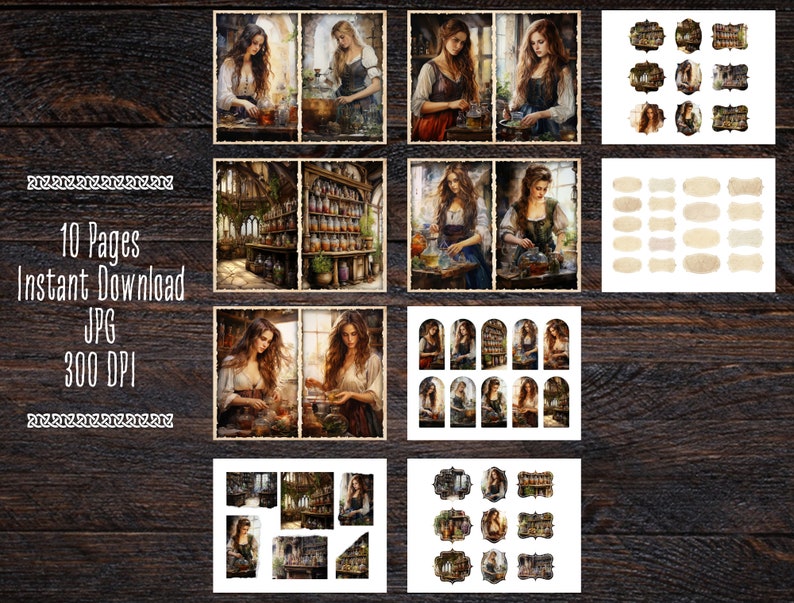 Medieval Apothecary Junk Journal Pages, Printable Collage, Digital ...