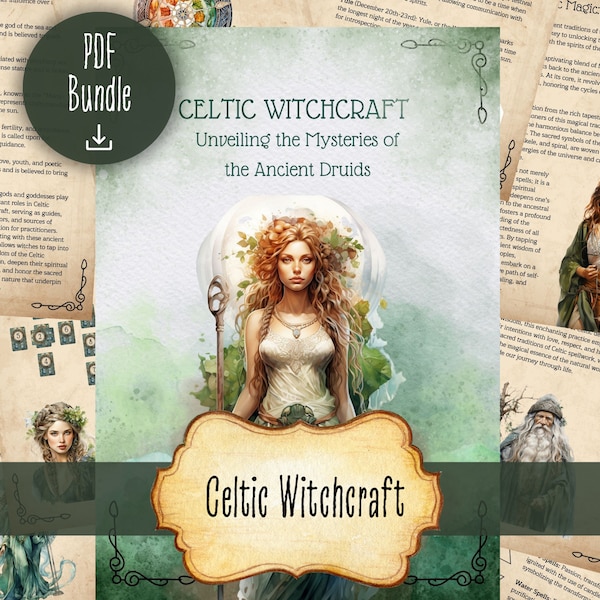 Celtic Witchcraft PDF Basic Bundle, Pagan Starter Kit, Druid, Grimoire Pages, Book of Shadows Pages, Magic Printables, Instant Download