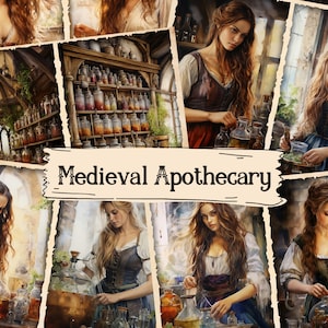 Medieval Apothecary Junk Journal Pages, Printable Collage, Digital Scrapbook Paper, Alchemy Journal Kit, Witch, Apothecary Ephemera