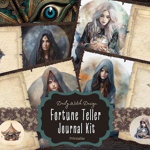 Fortune Teller Junk Journal Kit, Digital Download, Tarot Printable Pages, Divination, Ephemera, ATC Cards, Witchy Scrapbook, Digital Paper