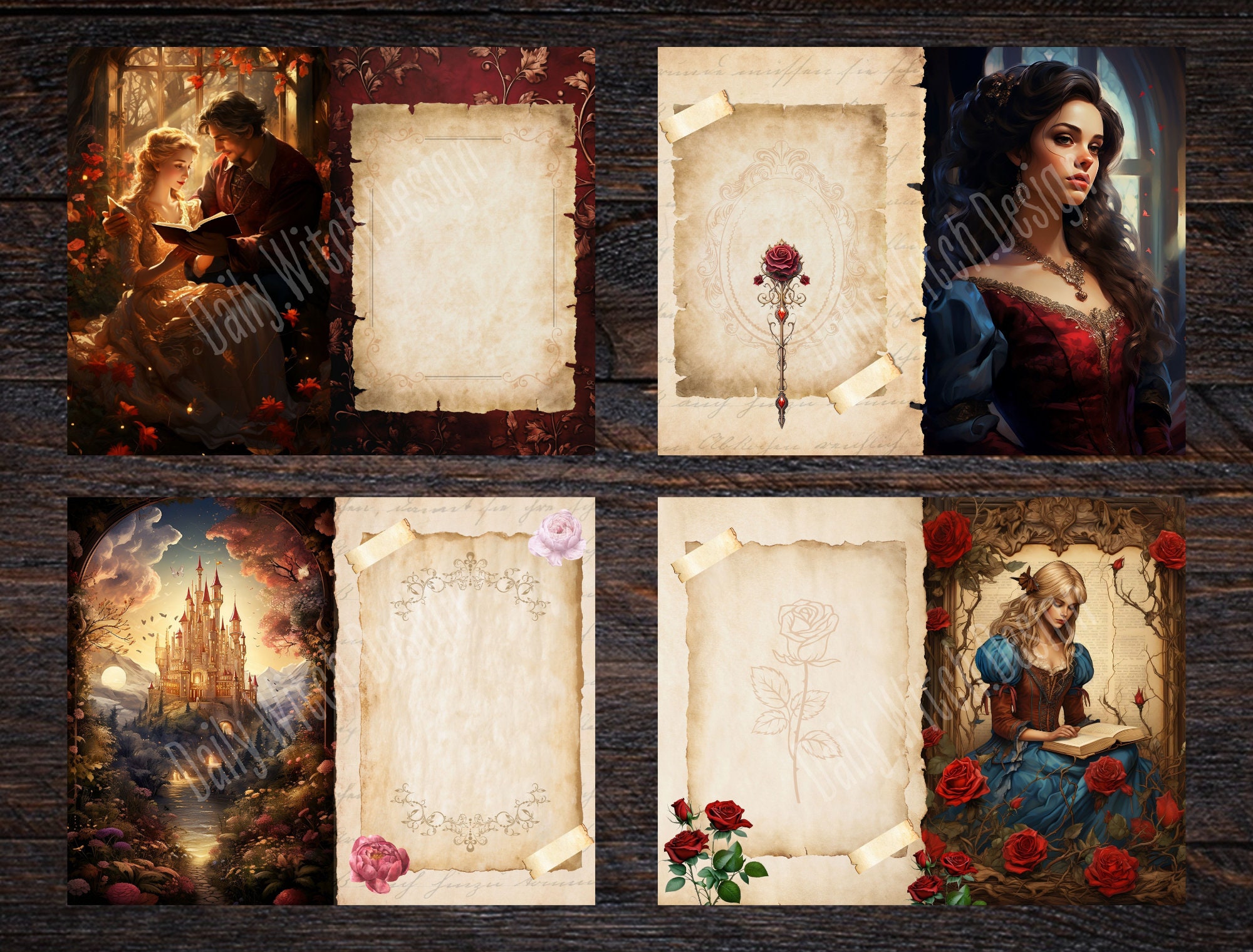 Red Fairy Tale Junk Journal Kit, Digital Download, Printable Pages ...
