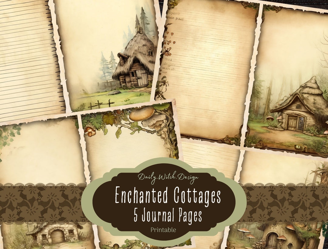 Enchanted Cottages Junk Journal Pages, Fantasy Junk Journal Kit ...